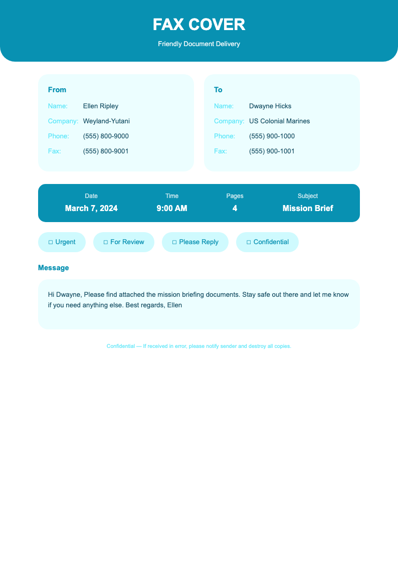 Rounded friendly fax cover page